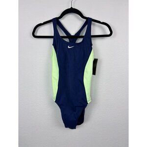 Nike women's small navy green racerback one piece swimsuit NWT Built in bra